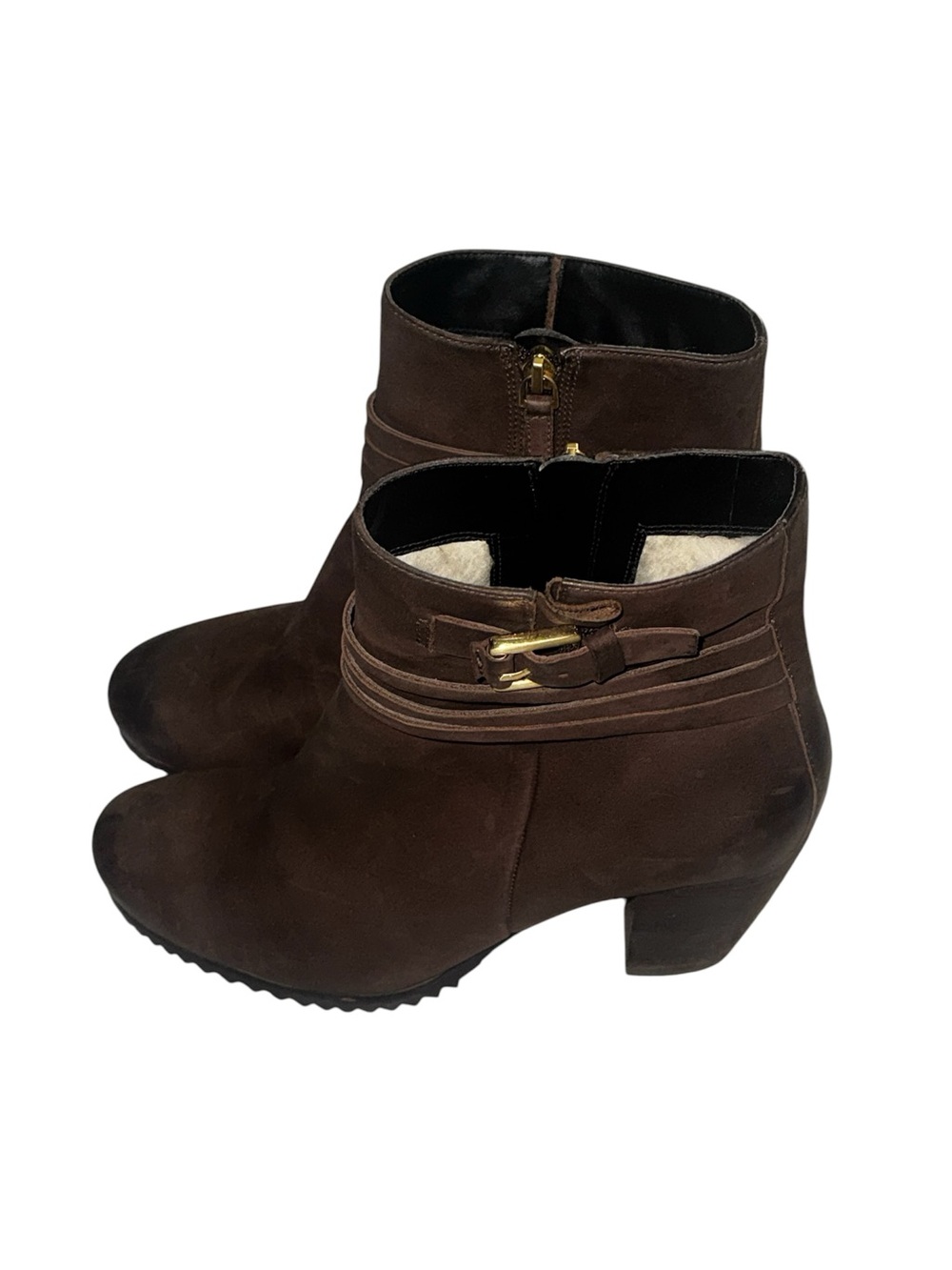 ECCO Women’s Leather Brown Fur-Lined Ankle Boots Size 41 - Picture 2 of 8